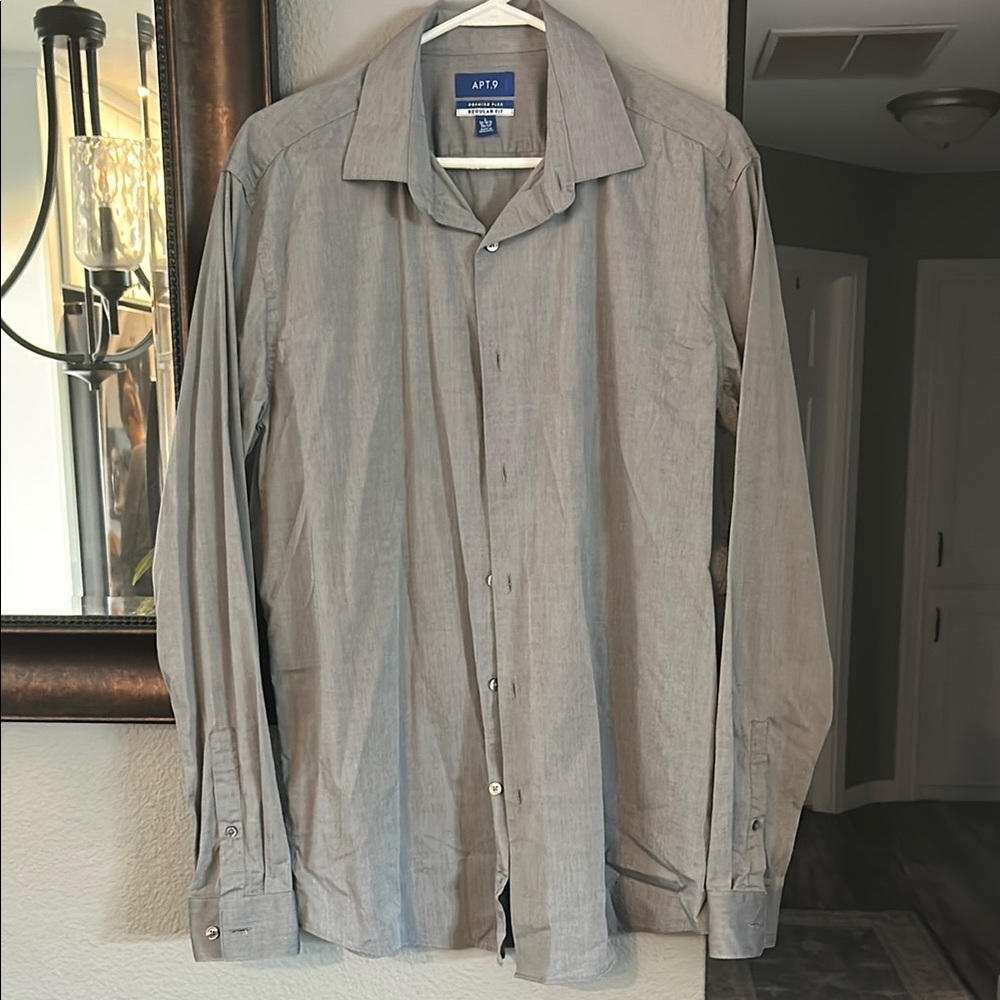 Apt. 9 Gray Dress Shirt with Subtle Stripes